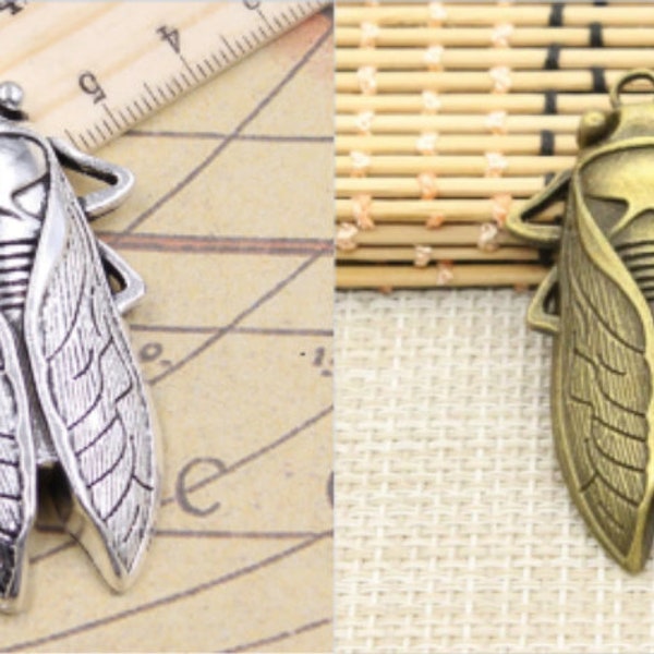 5pcs Cicada charms pendant 62x33mm antique silver/antique bronze ornament accessories jewelry making DIY handmade craft base material
