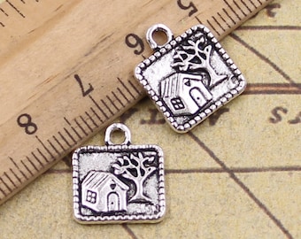 30pcs Small tree house charms pendant 16x14mm antique silver/antique bronze ornament accessories jewelry making DIY craft base material