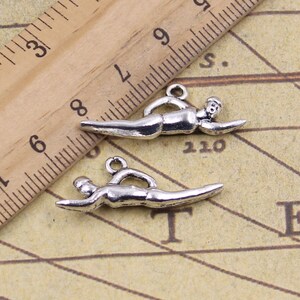 30pcs Swimmer charms pendant 29x11mm antique silver ornament accessories jewelry making DIY handmade craft base material
