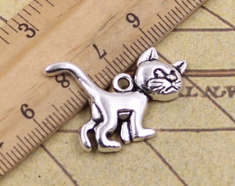 20pcs Cat charms pendant 30x22mm antique silver ornament accessories jewelry making DIY handmade craft base material