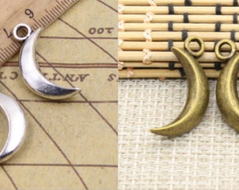 10pcs Moon charms pendant 31x14mm antique silver/antique bronze ornament accessories jewelry making DIY handmade craft base material