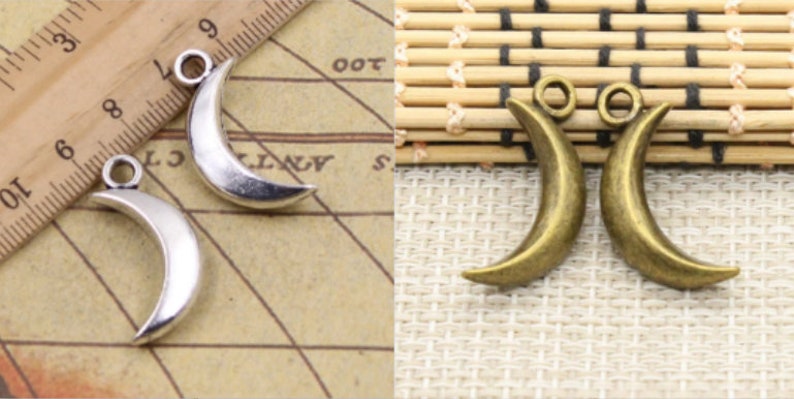 10pcs Moon charms pendant 31x14mm antique silver/antique bronze ornament accessories jewelry making DIY handmade craft base material image 1