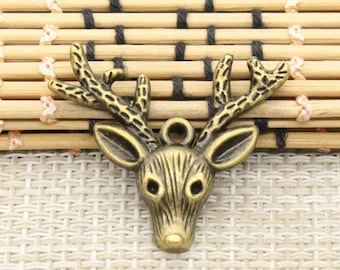 10pcs Deer charms pendant 31x36mm Antique bronze ornament accessories jewelry making DIY handmade craft base material