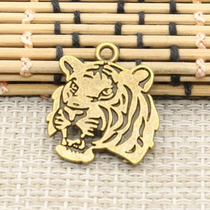 10pcs Tiger charms pendant 27x24mm Antique silver/Antique bronze ornament accessories jewelry making DIY handmade craft base material image 5