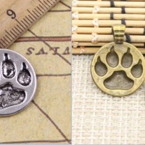 10pcs Bear's paw charms pendant 21mm antique silver/antique bronze ornament accessories jewelry making DIY handmade craft base material image 1