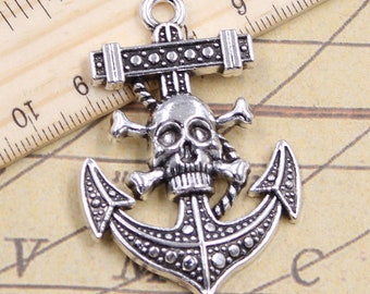 5pcs Skeleton anchor charms pendant 52x36mm antique silver ornament accessories jewelry making DIY handmade craft base material