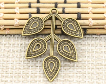 10pcs Leaves charms pendant 39x33mm Antique bronze ornament accessories jewelry making DIY handmade craft base material
