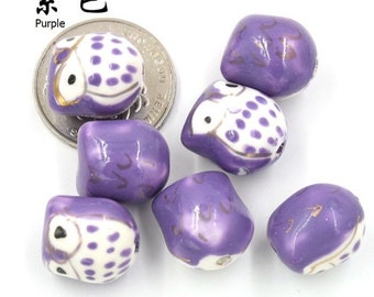 10pcs 16x15mm Ceramics Owl Bead DIY Jewelry Making Ornament Accessories Findings Base material