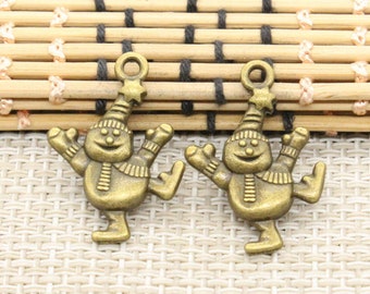 20pcs Snowman charms pendant 29x20mm antique bronze ornament accessories jewelry making DIY Handmade Craft base material