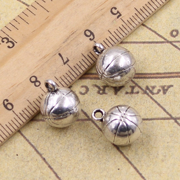 10pcs 3D basketball charms pendant 11mm antique silver ornament accessories jewelry making DIY handmade craft base material