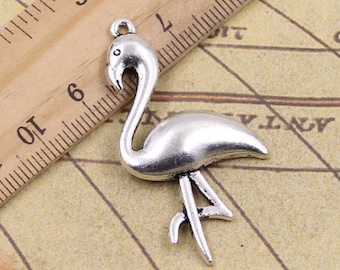 10pcs Crane charms pendant 25x46mm antique silver ornament accessories jewelry making DIY handmade craft base material