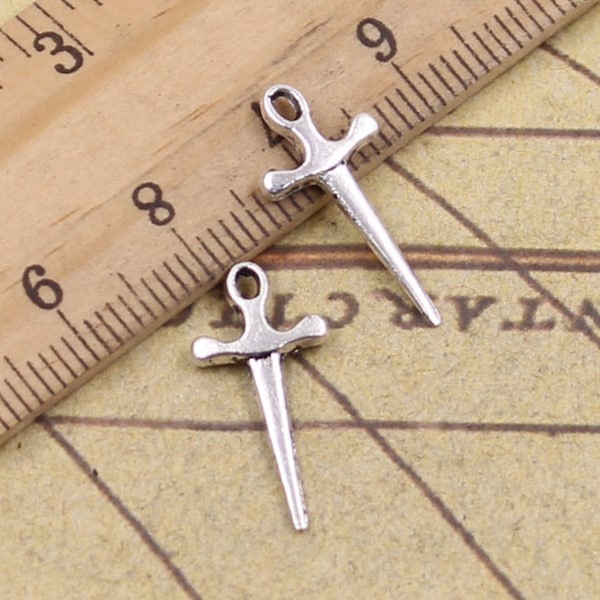 50pcs Dagger charms pendant 21x10mm antique silver ornament accessories jewelry making DIY handmade craft base material