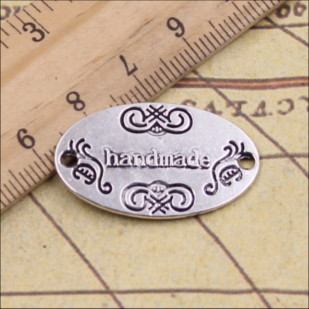 10個入り ハンドメイドタグチャーム 18 x 32 mm アンティークブロンズ