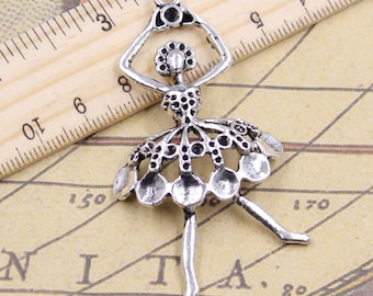 5pcs Ballet dancer charms pendant 67x35mm antique silver ornament accessories jewelry making DIY handmade craft base material