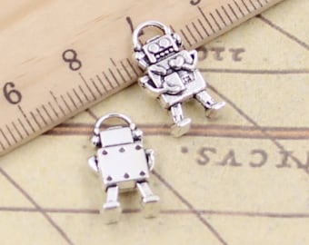 30 Stück Roboter Charms Anhänger 17x9mm Antik Silber Ornament Zubehör Schmuckherstellung DIY handgemachtes Handwerk Basismaterial