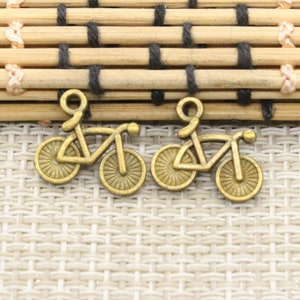 50pcs Bike charms pendant 15x13mm Antique bronze bicycle ornament accessories jewelry making DIY handmade craft base material