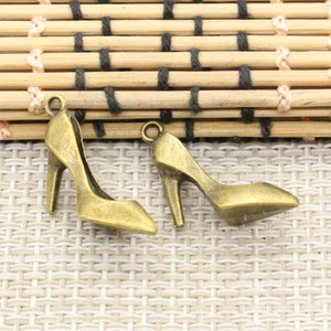10pcs High heels charms high-heeled Shoes pendant 29x17mm antique silver/antique bronze ornament accessories jewelry making DIY material image 5