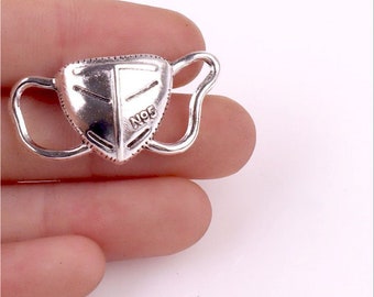 20pcs Face Mask charms connector 31x15mm antique silver ornament accessories jewelry making DIY handmade craft base material