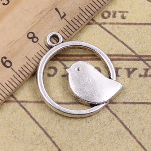 20pcs Small bird charms pendant 20mm antique silver ornament accessories jewelry making DIY handmade craft base material
