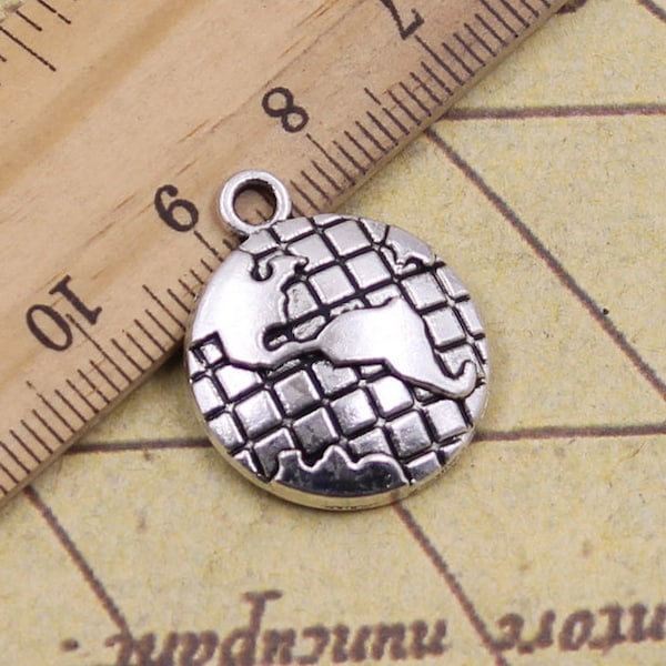 20pcs Globe charms pendant 24x20mm antique silver ornament accessories jewelry making DIY handmade craft base material