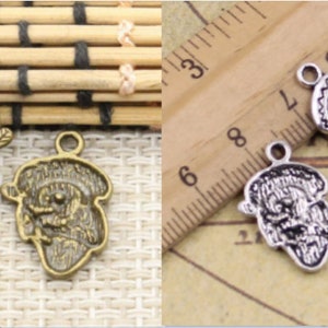 30pcs Skull playing guitar charms pendant 22x15mm Antique silver / Antique bronze ornament accessories jewelry making DIY craft material image 1