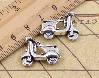 10pcs Motorbike, electric vehicle charms pendant 13x23mm antique silver ornament accessories jewelry making DIY handmade craft base material