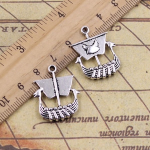 10pcs Dragon Boat pendant charms 26x21mm antique silver ornament accessories jewelry making DIY handmade craft base material