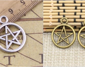 30 stuks Pentagram bedels hanger 20mm antiek zilver/antiek brons ornament accessoires sieraden maken DIY handgemaakte ambachtelijke basismateriaal