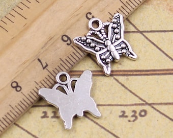 50pcs Butterfly charms pendant 16x17mm antique silver ornament accessories jewelry making DIY handmade craft base material