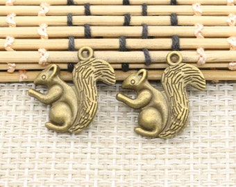 20st eekhoorn bedels hanger 21 x 21 mm antiek bronzen ornament accessoires sieraden maken diy handgemaakt ambachtelijk basismateriaal: