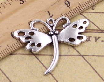 10 STÜCK Libelle Charms Anhänger 27x36mm Antik Silber Ornament Zubehör Schmuckherstellung DIY handgemachtes Handwerk Basismaterial