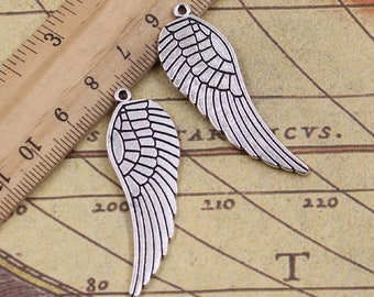 10pcs Angel wings charms pendant 47x15mm antique silver ornament accessories jewelry making DIY handmade craft base material