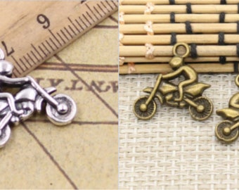 10pcs Riding motorcycle charms pendant 21x21mm antique silver/antique bronze ornament accessories jewelry making DIY craft base material
