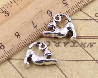 20pcs Angry cats charms pendant 15X18mm antique silver ornament accessories jewelry making DIY handmade craft base material