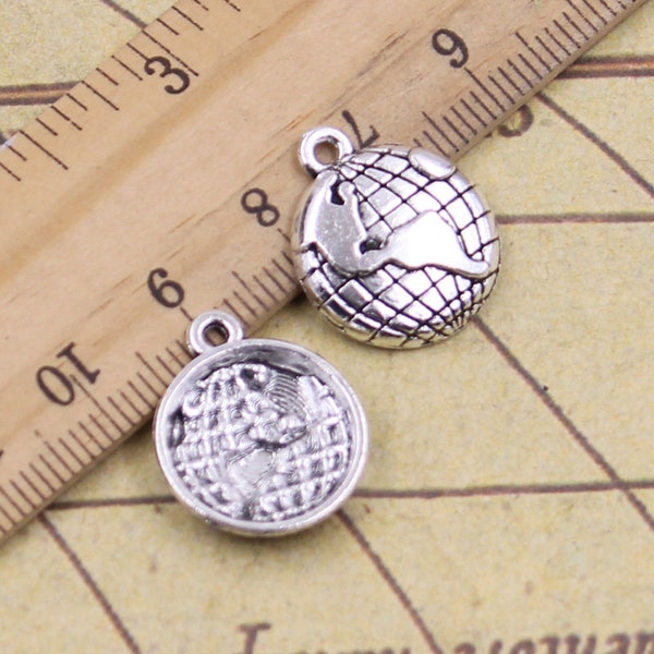 30pcs Globe charms pendant 19x16mm antique silver ornament accessories jewelry making DIY handmade craft base material