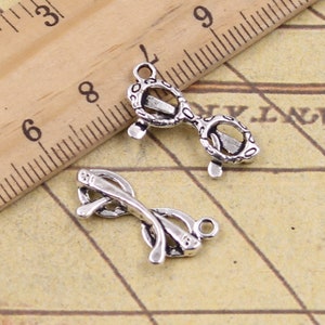 30pcs Sunglasses charms pendant 21x10mm antique silver ornament accessories jewelry making DIY handmade craft base material