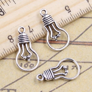 50pcs Lamp bulb charms pendant 21x11mm antique silver ornament accessories jewelry making DIY handmade craft base material