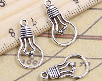 50pcs Lamp bulb charms pendant 21x11mm antique silver ornament accessories jewelry making DIY handmade craft base material
