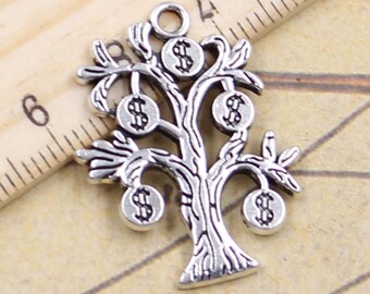 20 pièces pendentif à breloques arbre d'argent 29x21mm antique argent ornement accessoires fabrication de bijoux bricolage fait main artisanat matériau de base
