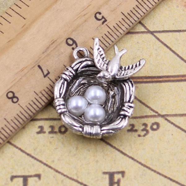 10pcs Bird's nest charms pendant 24*19*8mm antique silver jewelry accessories jewelry making DIY handmade craft