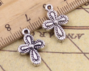 30pcs Cross charms pendant 18x13mm antique silver ornament accessories jewelry making DIY handmade craft base material