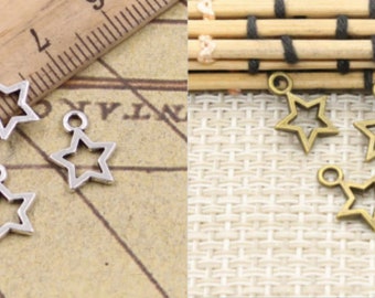 100pcs Five-pointed star charms pendant 12mm antique silver/antique bronze Pentagram ornament accessories jewelry making DIY base material