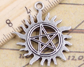 20pcs Sun Star charms pendant 30x26mm antique silver ornament accessories jewelry making DIY handmade craft base material