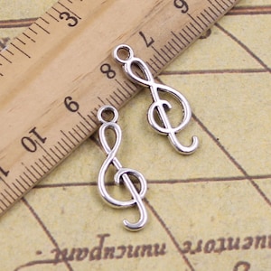 50pcs Musical note pendant charms 25*9mm antique silver ornament accessories jewelry making DIY handmade craft base material