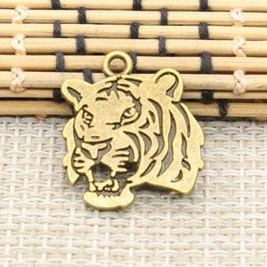 10pcs Tiger charms pendant 27x24mm Antique silver/Antique bronze ornament accessories jewelry making DIY handmade craft base material image 6