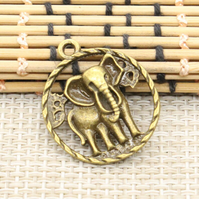 10pcs Elephant charms pendant 28mm Antique bronze ornament accessories jewelry making DIY Handmade Craft base material image 2
