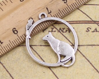 20 Stück Mäuse Charms Anhänger 31x26mm antikes Silber Ornament Zubehör Schmuckherstellung DIY Handarbeit Basismaterial