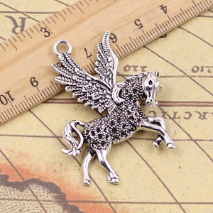5pcs Unicorn charms Pegasus pendant 52x42mm antique silver ornament accessories jewelry making DIY handmade craft material