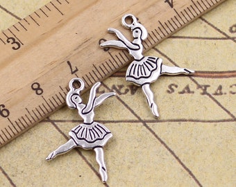 50pcs Ballet dancers charms pendant 27x23mm antique silver ornament accessories jewelry making DIY handmade craft base material