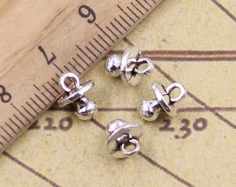 50 Stück Nippel Charms Anhänger 9x7x6mm antikes Silber Ornament Zubehör Schmuckherstellung DIY Handarbeit Basismaterial